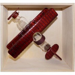 Dřevěné letadlo dvouplošník s lahví 0,2l bedýnka