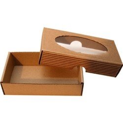 Krabička hnědá 130x70x35 mm, víko s okénkem