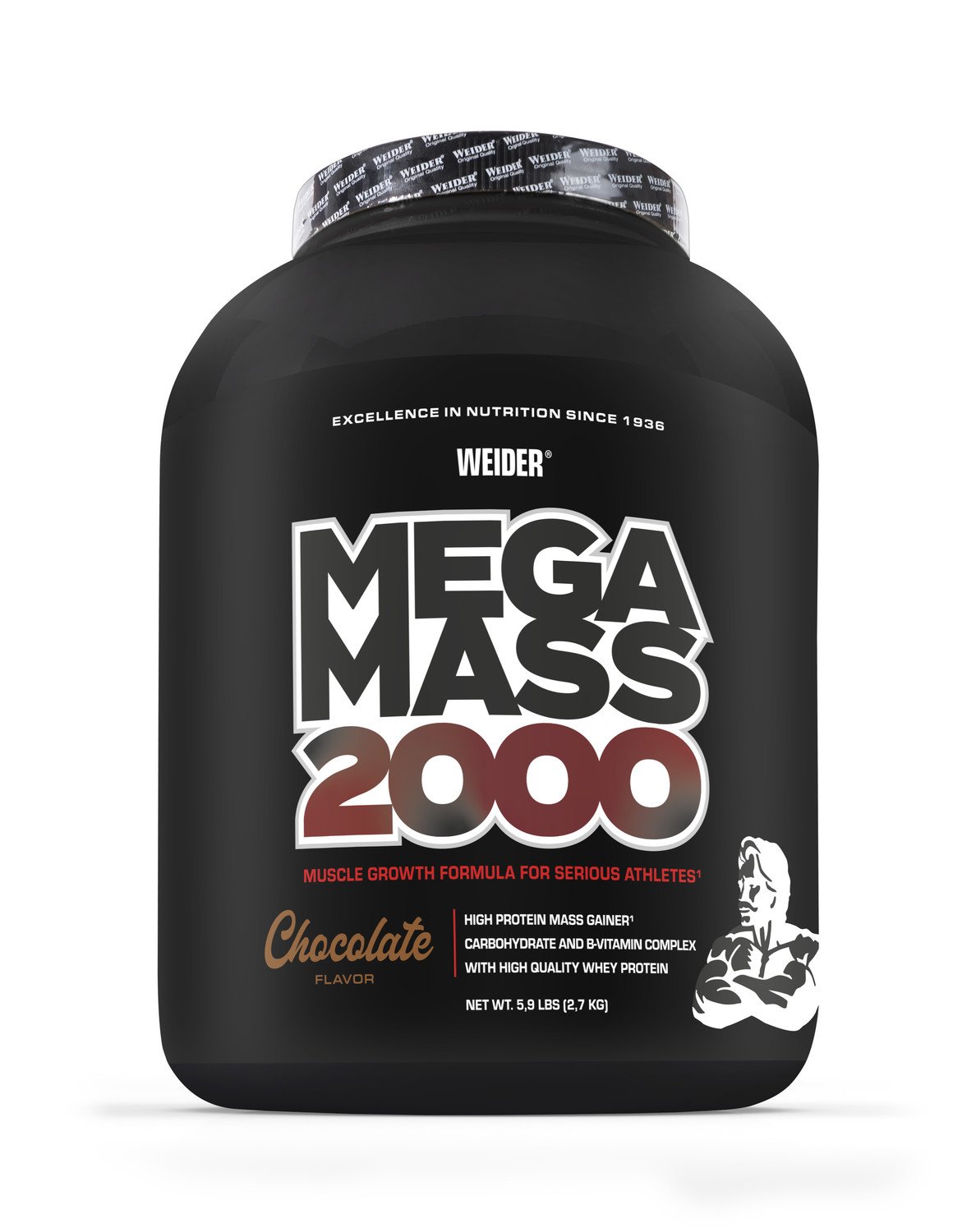 Weider Mega Mass 2000, 2700 g, sacharidovo-proteinový prášek, Chocolate