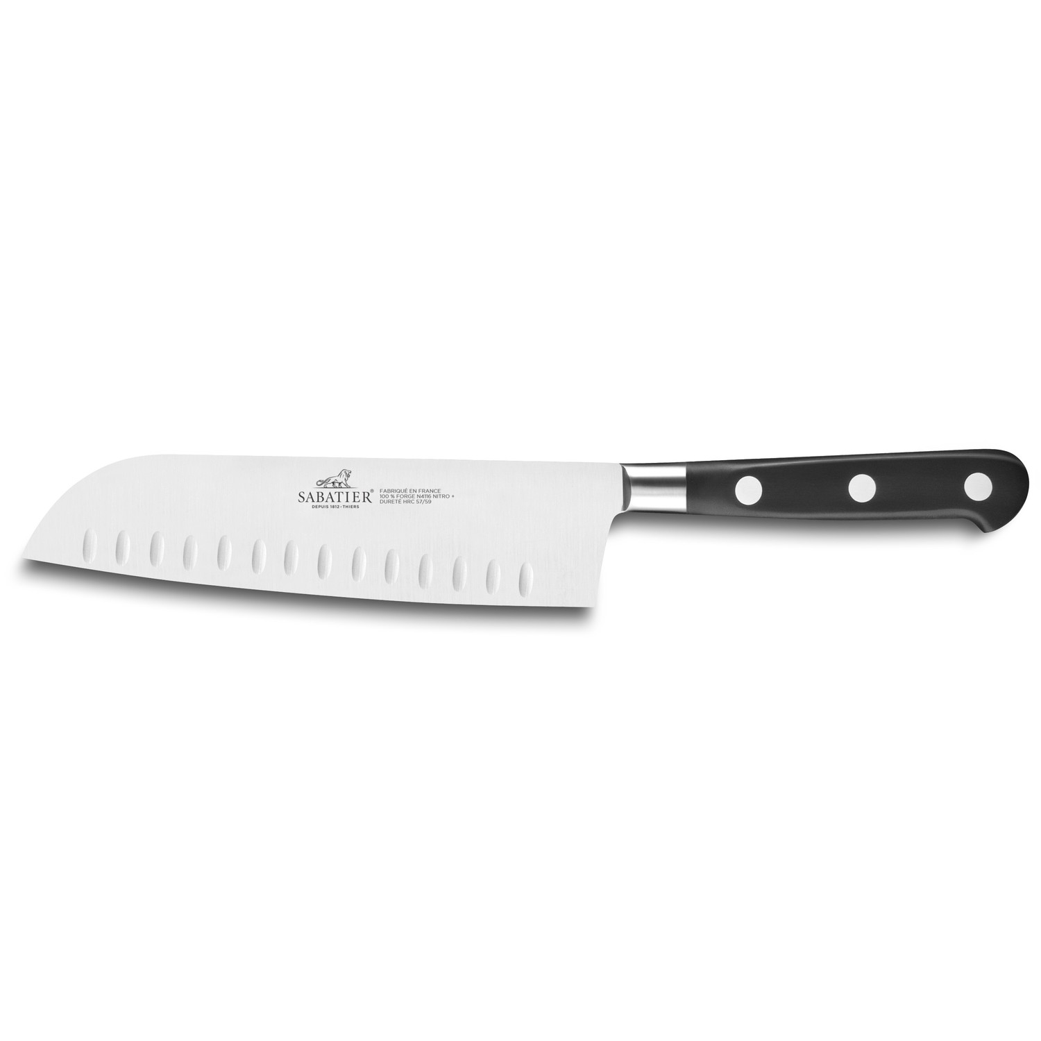 Santoku nůž IDÉAL 18 cm, nerezové nýty, černá, Lion Sabatier