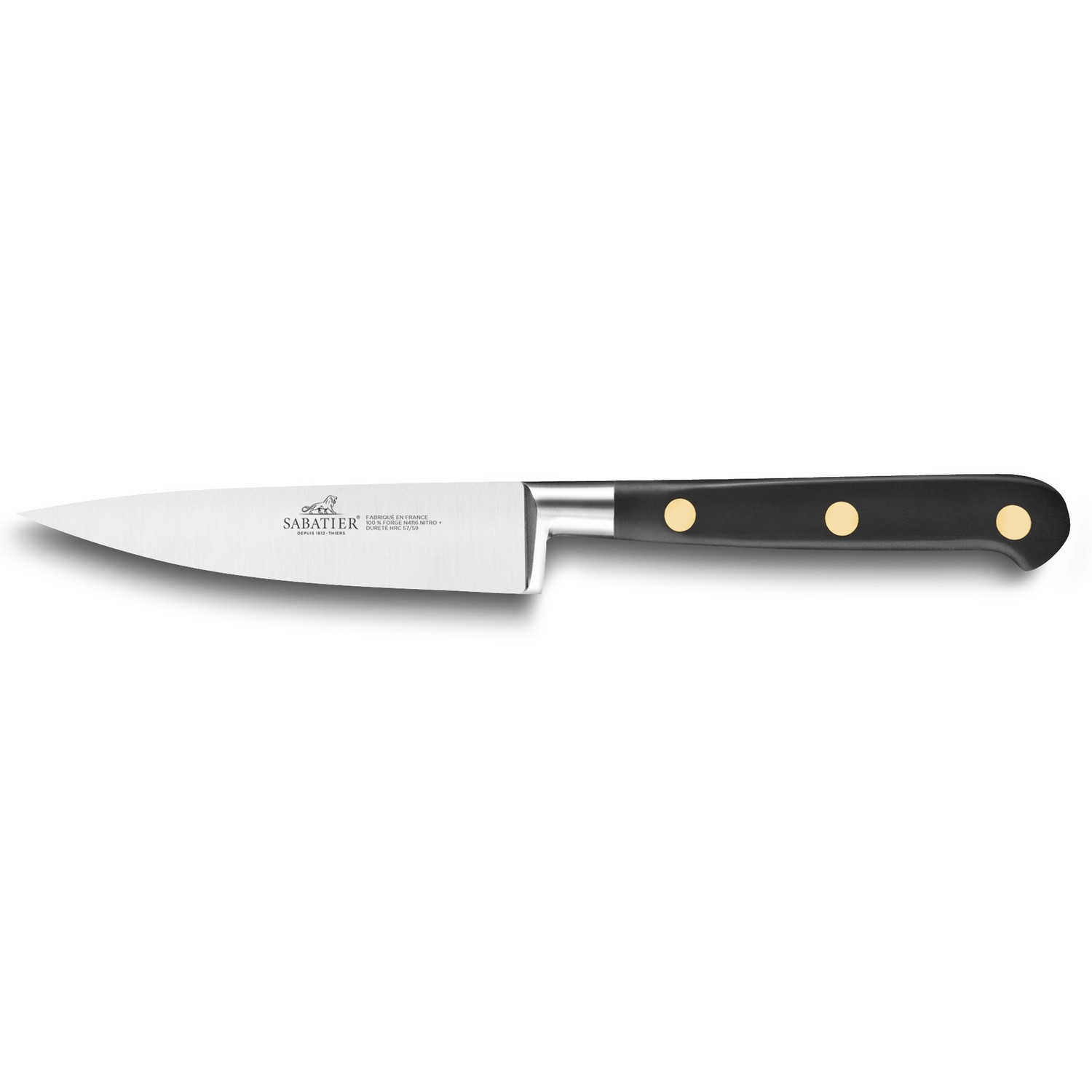 Ořezávací nůž IDÉAL 10 cm, mosazné nýty, černá, Lion Sabatier