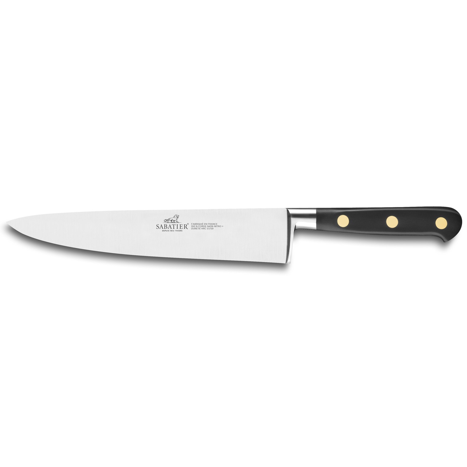 Kuchařský nůž IDÉAL 20 cm, mosazné nýty, černá, Lion Sabatier