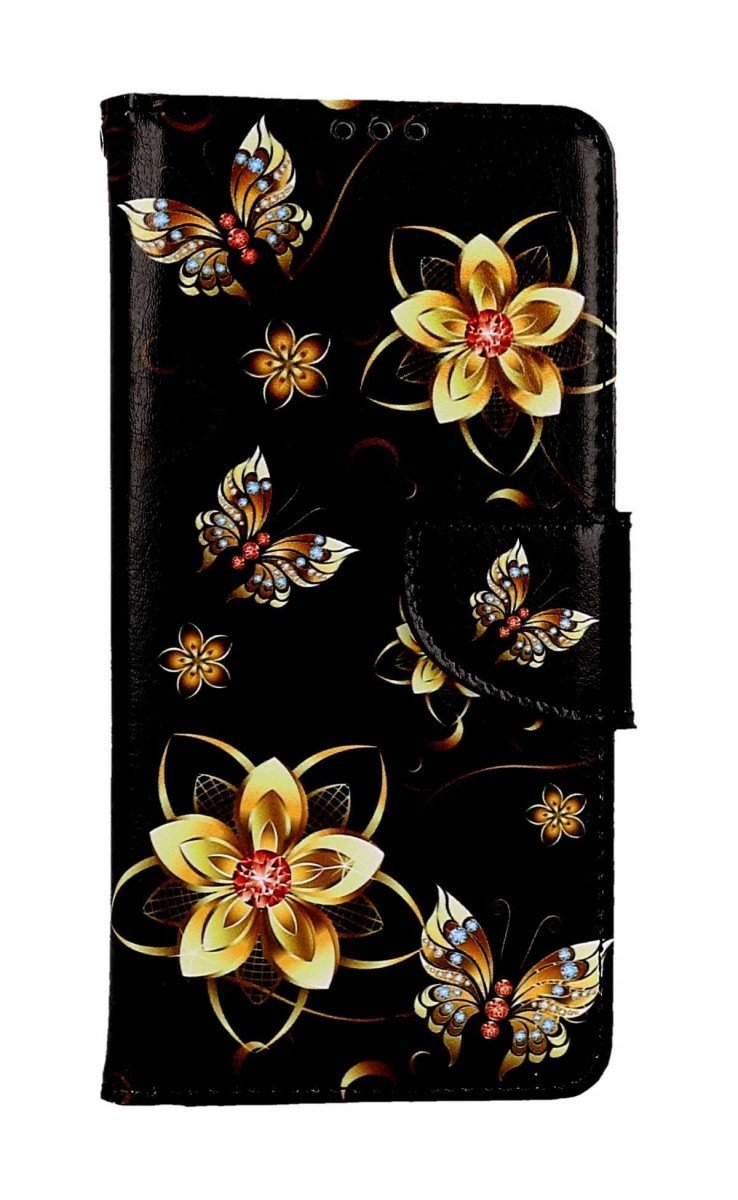 Pouzdro TopQ Xiaomi Redmi Note 12S knížkové Zlaté květy 112810