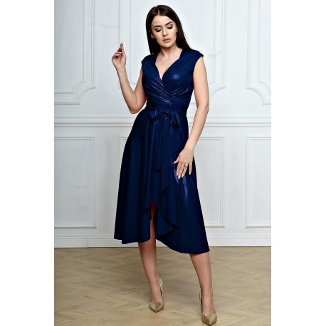 Dámské dlouhé společenské šaty Greta Brocate tmavě modré, Velikost 48, Barva Tmavě modrá BOSCA FASHION 345/5