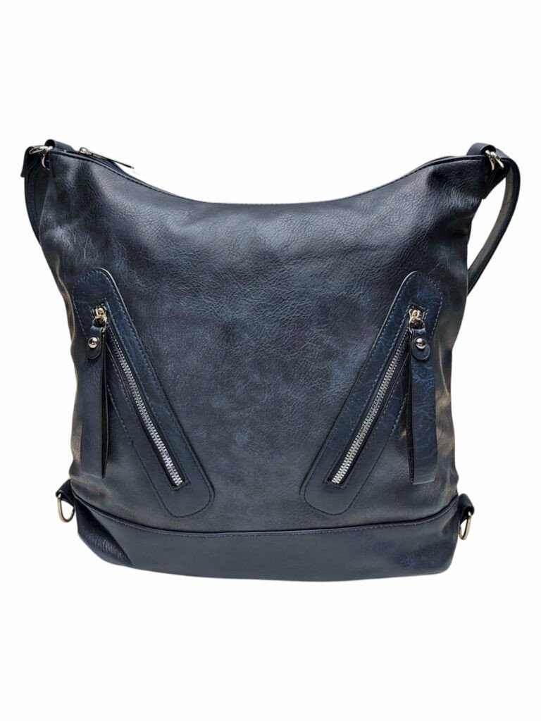 Velký tmavě modrý kabelko-batoh s kapsami