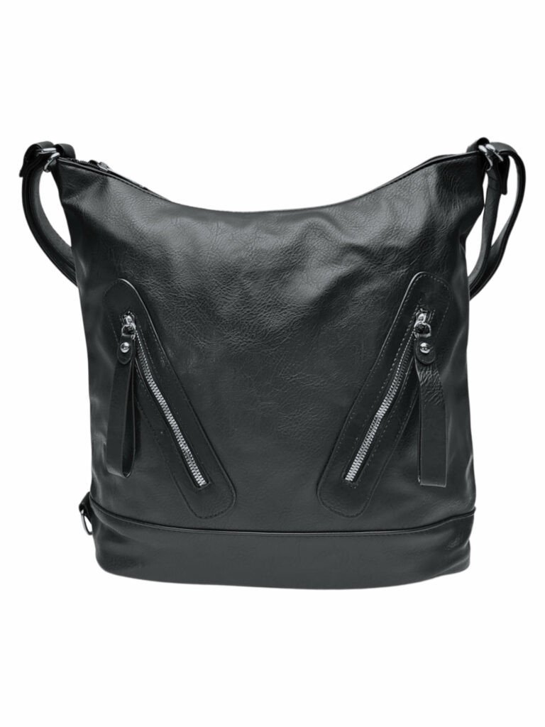 Velký černý kabelko-batoh s kapsami