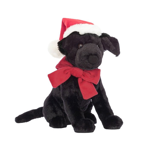 Jellycat Plyšová hračka - Pes labrador Black s vánoční čepičkou 22 cm
