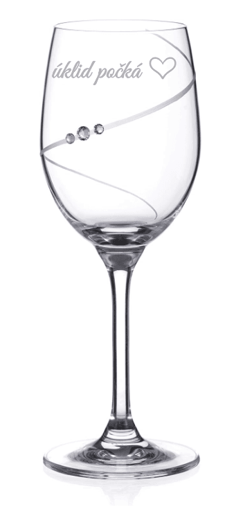 Dekorant Sklenice na víno s krystaly Swarovski ÚKLID POČKÁ