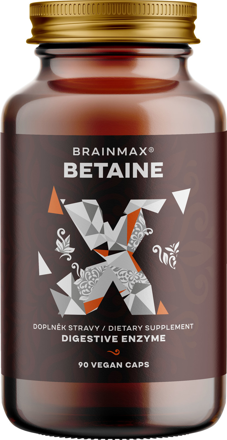 BrainMax Betaine HCl, Betain HCl a hořec žlutý, 700 mg, 90 kapslí
