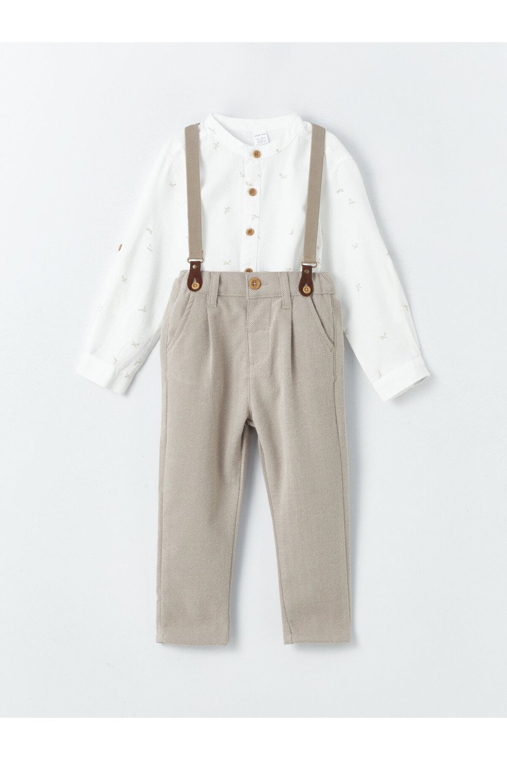 LC Waikiki 3-Piece Set of Long Sleeve Baby Boy Shirt Trousers and Suspenders