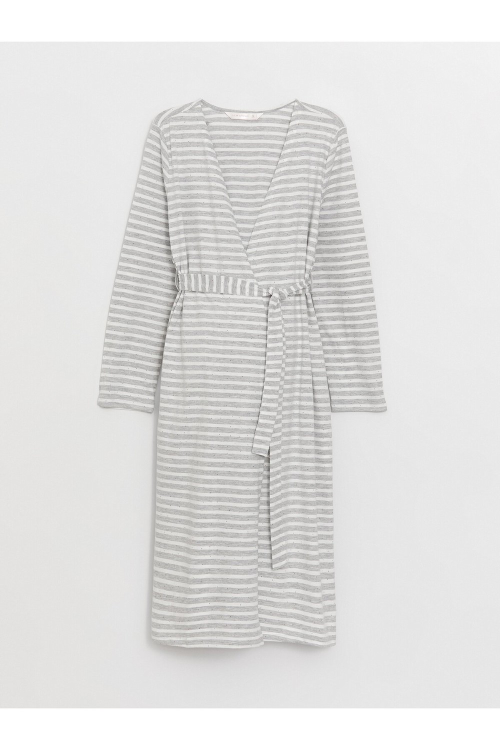 LC Waikiki Striped Long Sleeve Maternity Dressing Gown with Shawl Collar
