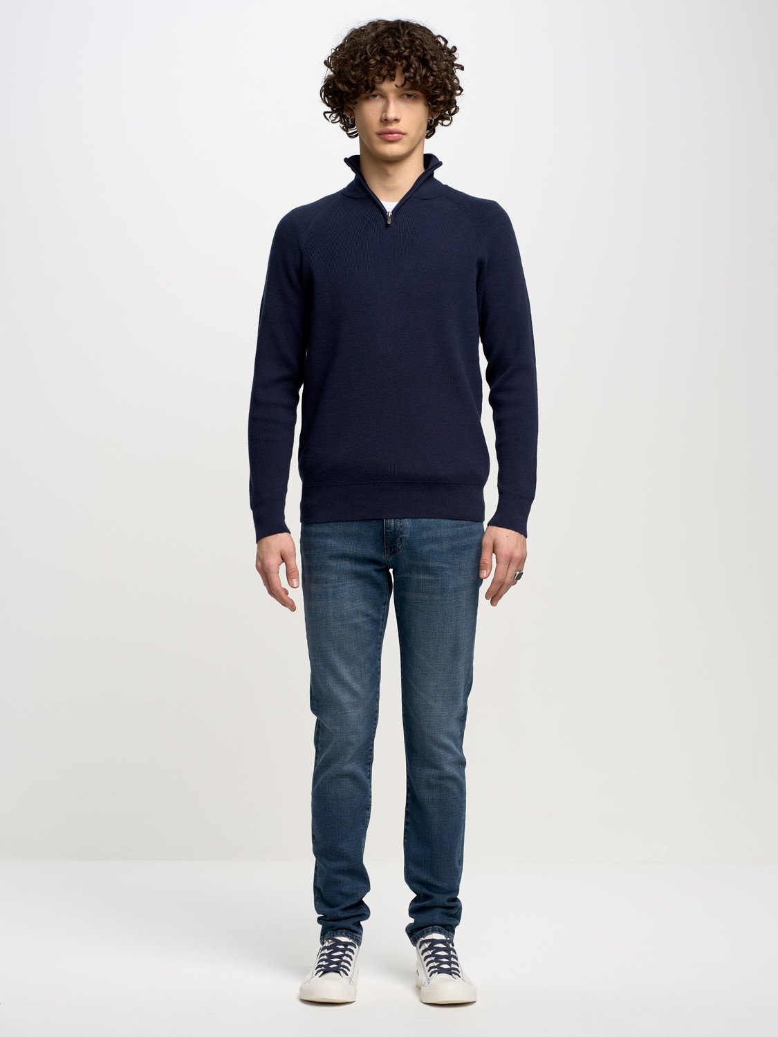 Big Star Man's Sweater 161002 Blue Wool-403