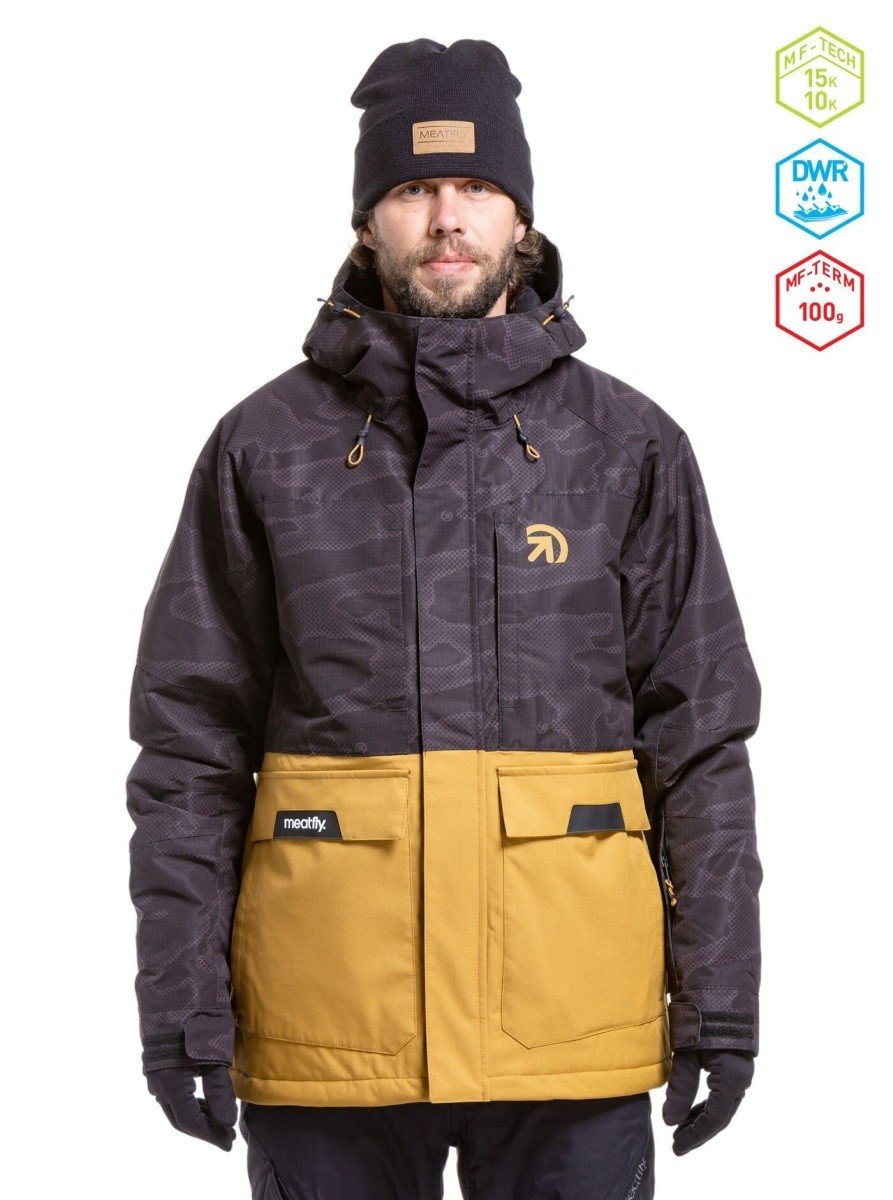 Pánská snb & ski bunda meatfly vertigo černá/hnědá m