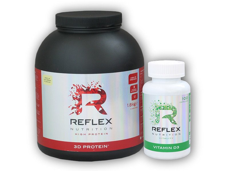 PROTEIN Reflex Nutrition 3D Protein 1800g + Vitamin D3 100 cps Varianta: vanilka