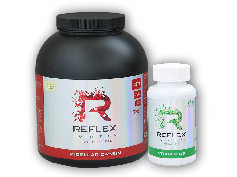 PROTEIN Reflex Nutrition Micellar Casein 1800g + Vitamin D3 100 cps Varianta: čokoláda
