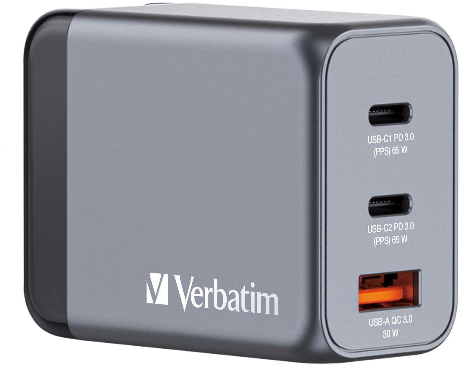 Verbatim cestovní adaptér GNC-65, GaN, 2xUSB-C PD 65W, 1xUSB-A QC 3.0 - 32201