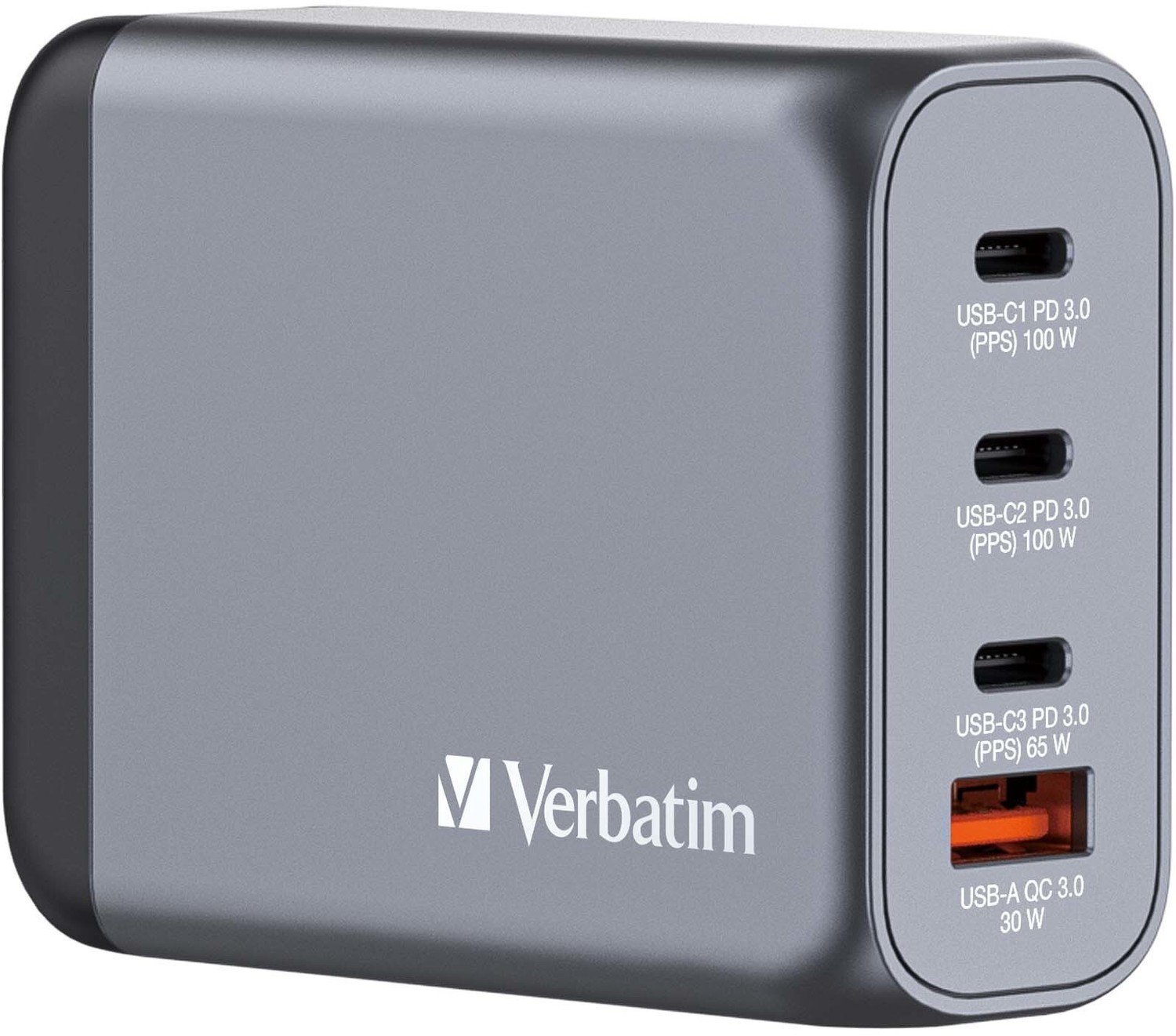 Verbatim cestovní adaptér GNC-100, GaN, 2xUSB-C PD 100W, 1xUSB-C PD 65W, 1xUSB-A QC 3.0 - 32202