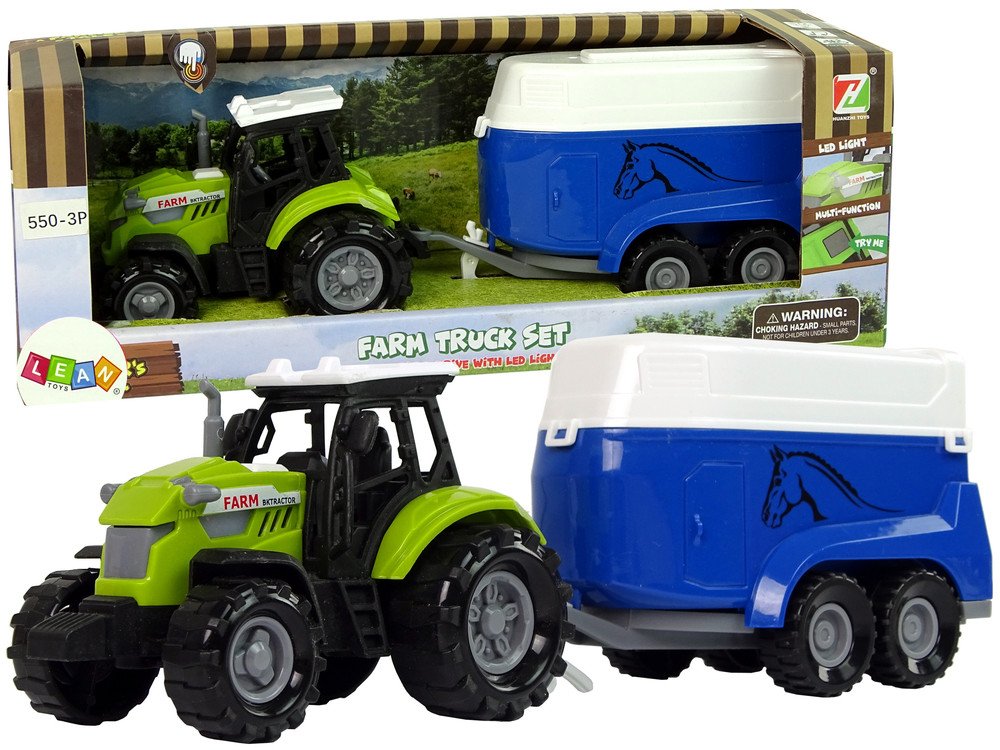 mamido Traktor s přívěsem pro koně zelený