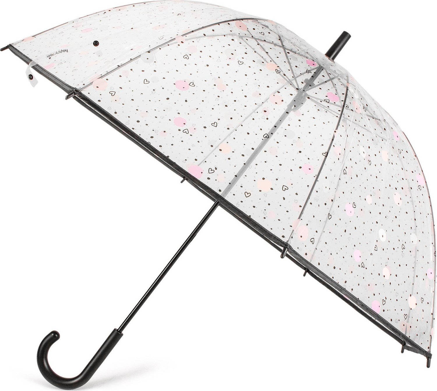 Deštník Happy Rain Long Domeshape Dots & Hearts 40983 Transparant