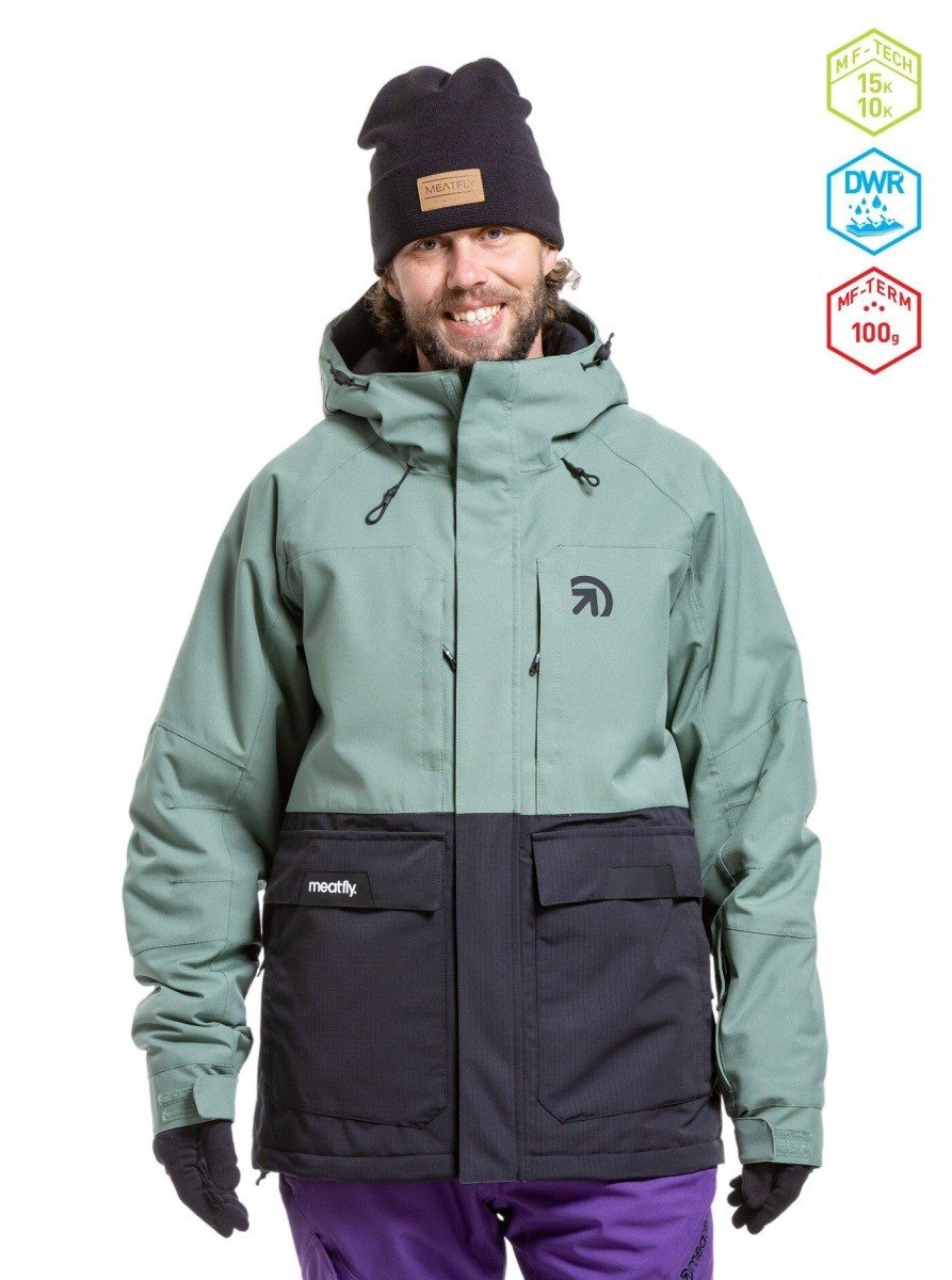 Pánská snb & ski bunda meatfly vertigo černá/zelená m