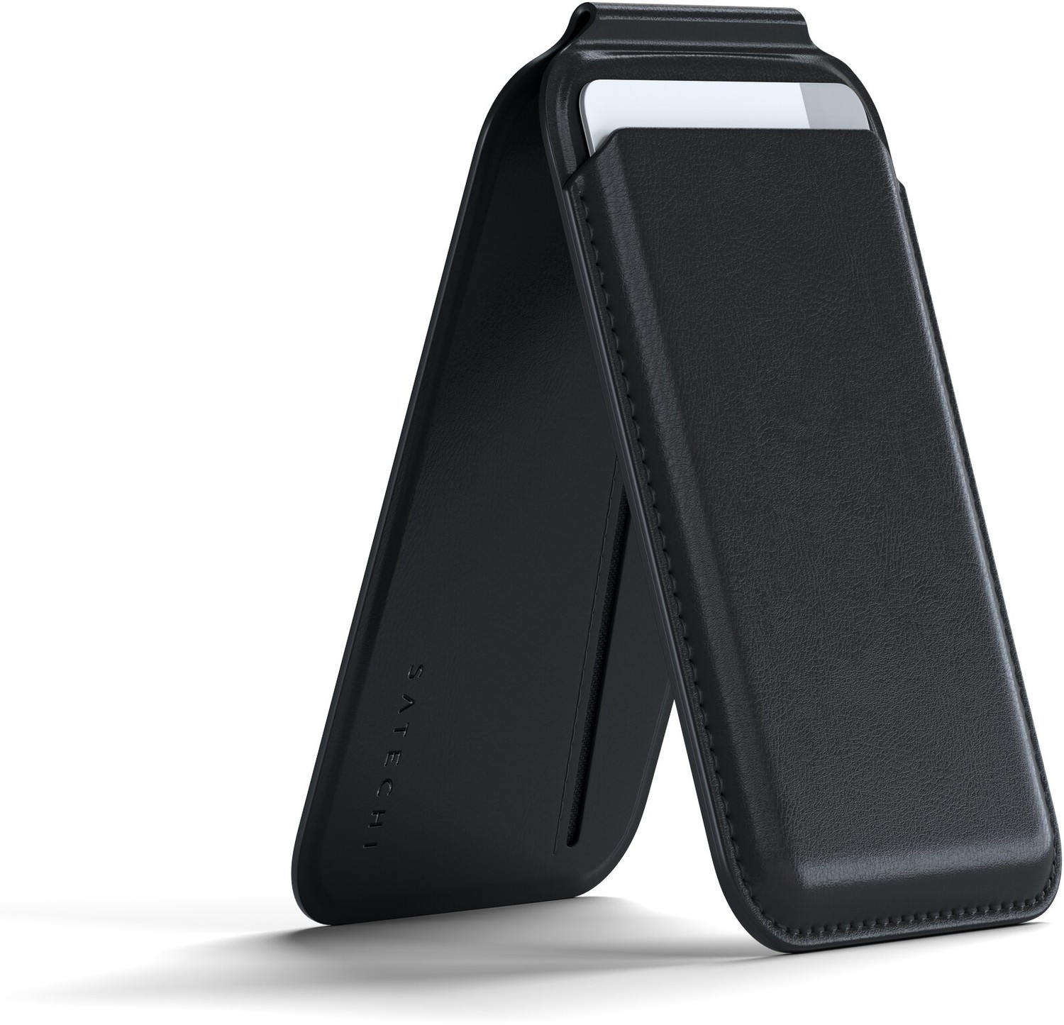 Satechi Vegan-Leather Magnetic Wallet Stand (iPhone 12/13/14/15 all models) , černá - ST-VLWK