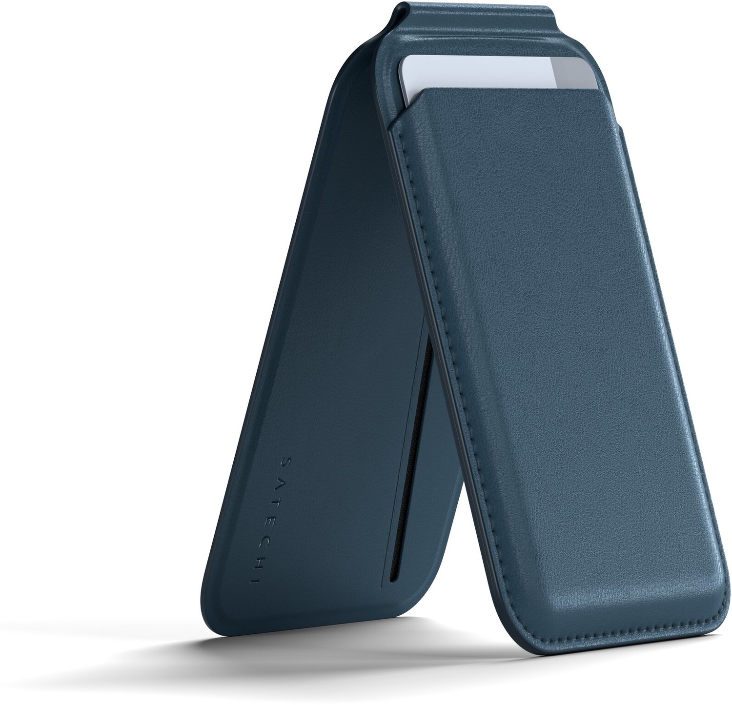 Satechi Vegan-Leather Magnetic Wallet Stand (iPhone 12/13/14/15 all models) , tmavě modrá - ST-VLWB