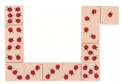 Dřevěná logická hra domino GOKI, Berušky, 28 ks