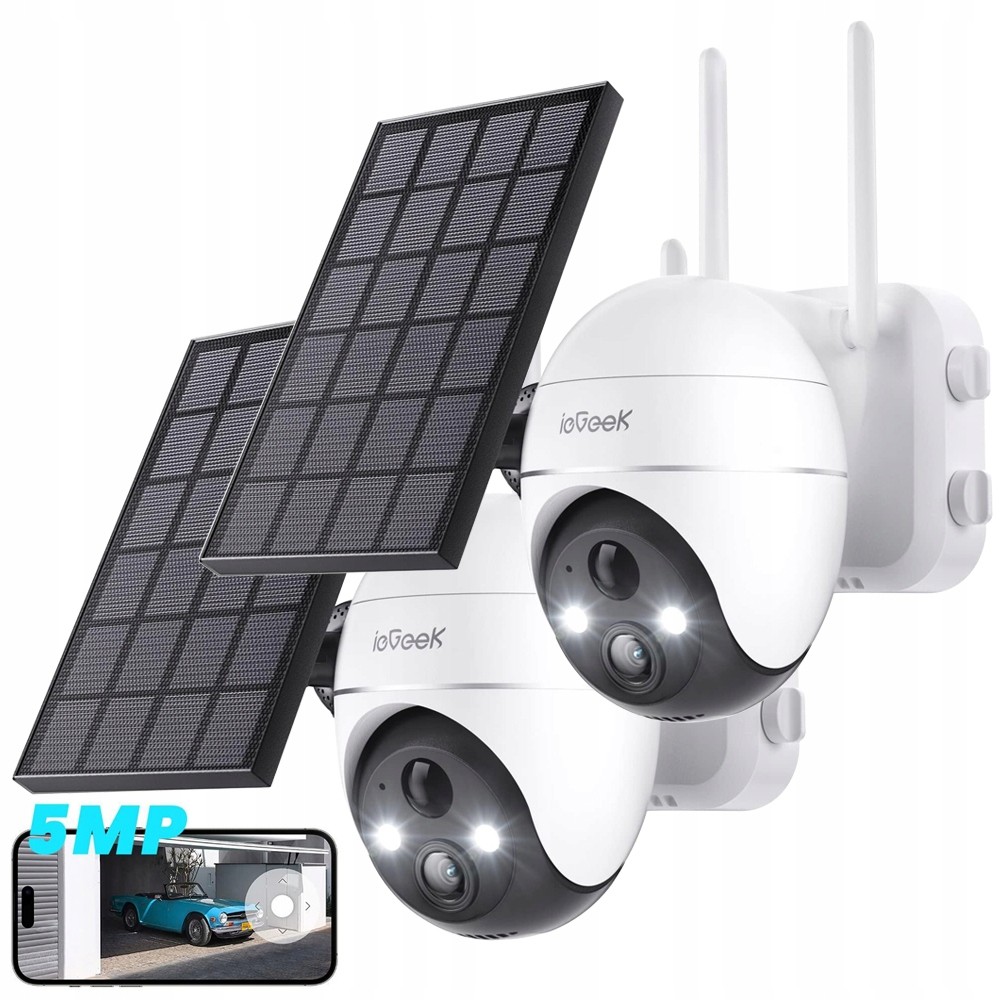 2x Venkovní kamera Solární Otočná Ip WiFi 5MPx