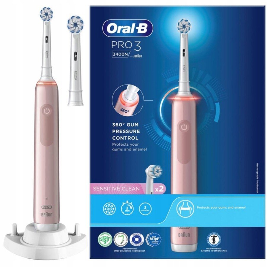 Kartáček elektrický Oral-B Pro 3 3400N Sensitive Clean růžový