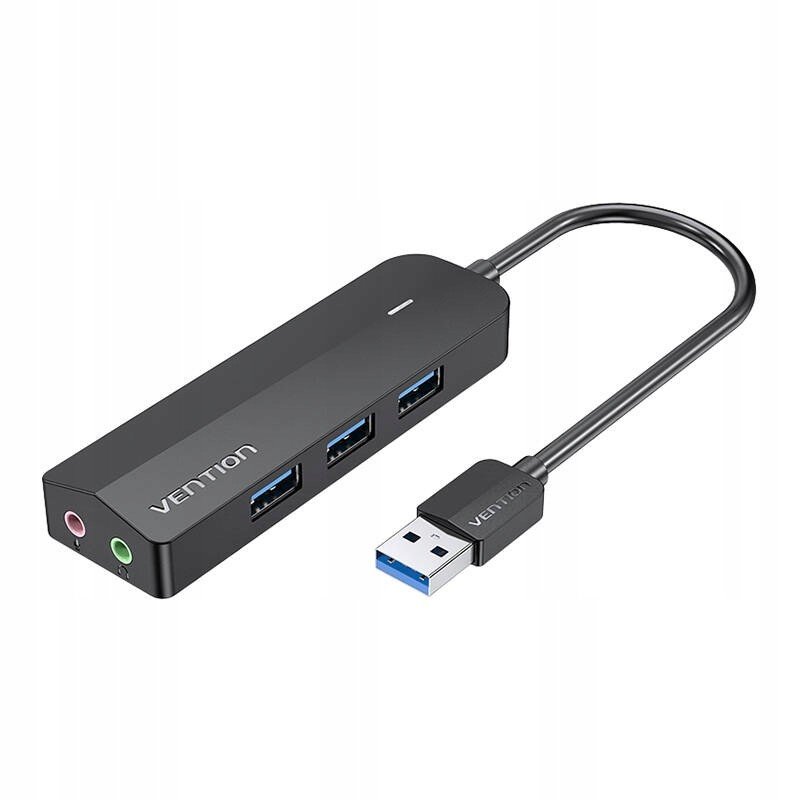 Usb 3.0 hub 3 porty, zvukovou kartou a napájecím adaptérem Vention Chibb 0,15m c