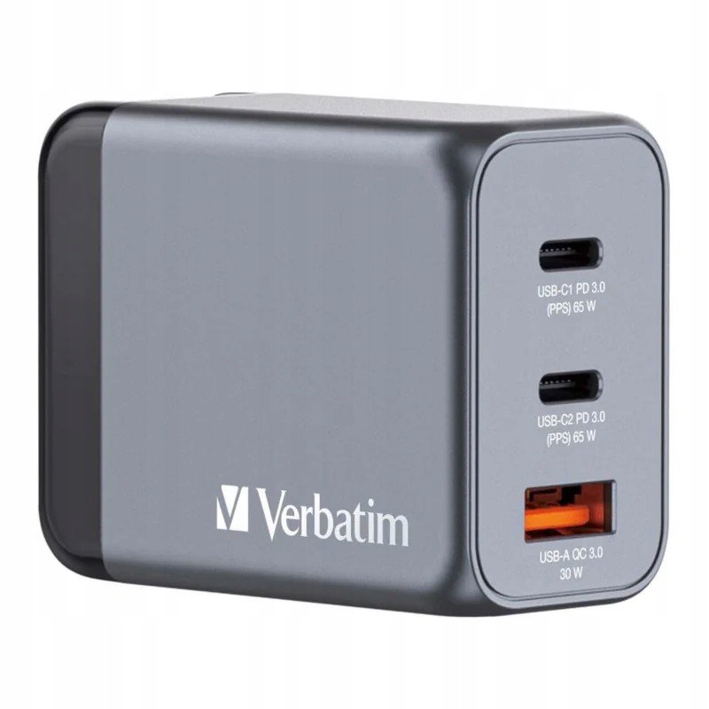 Verbatim síťová nabíječka GaN GNC-65 2xUSB-C Pd