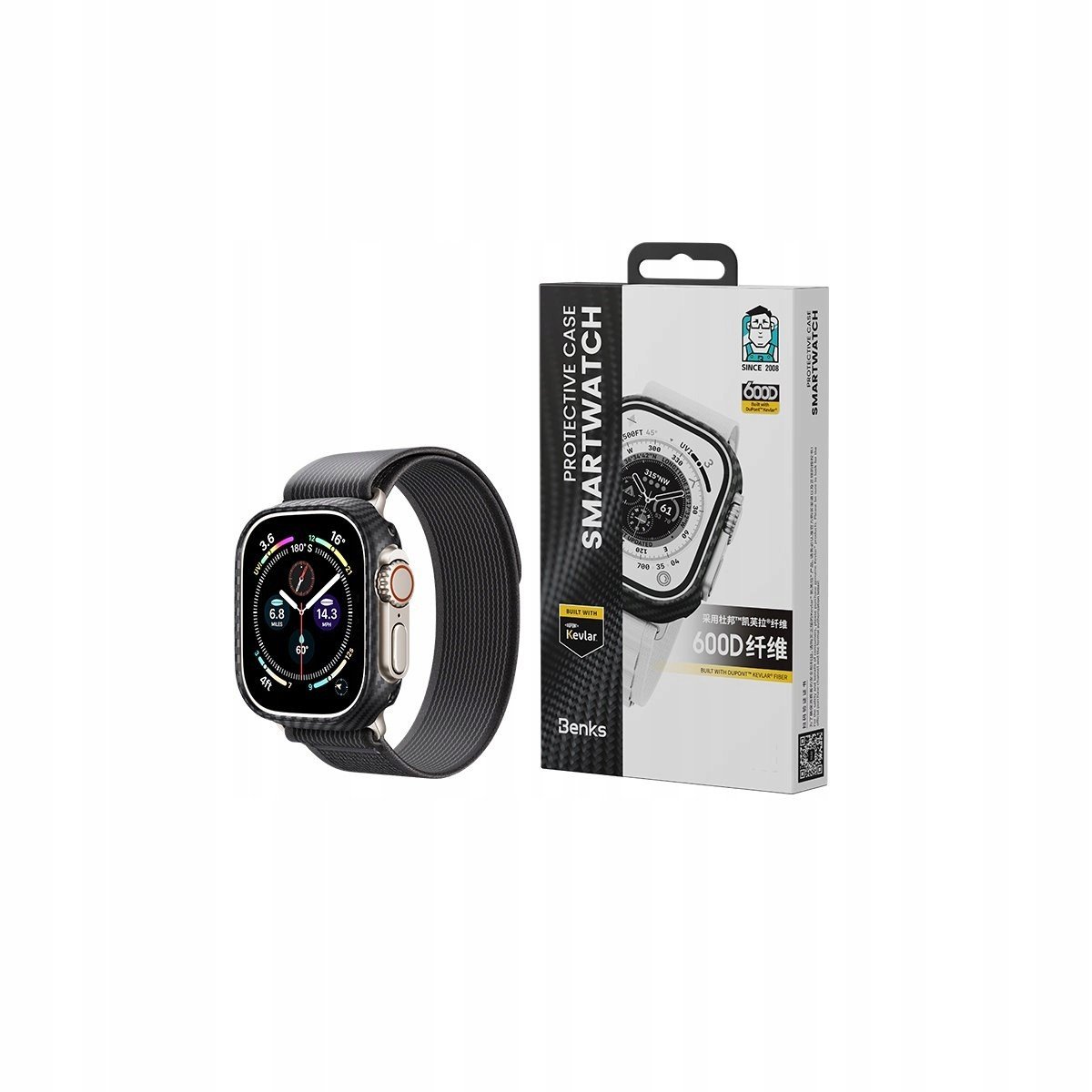 Černé Pouzdro Kryt Case Benks Watch Kevlar 600D Pro Apple Watch Ultra 49MM