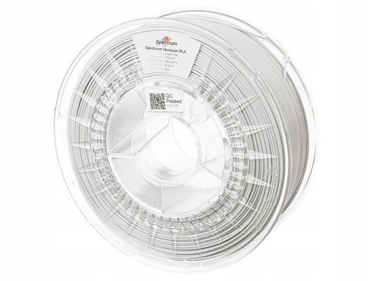Novinka Spectrum Huracan Pla 1.75mm Light Grey 1kg tisk až 360mm/s