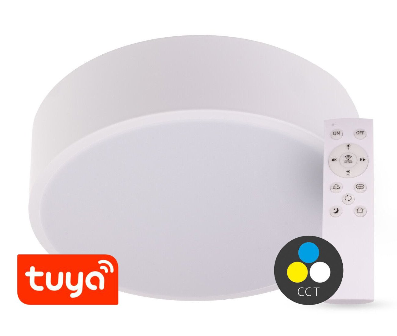 T-LED SMART TUYA Bílé LED stropní svítidlo kulaté 300mm 24W CCT s DO 105461