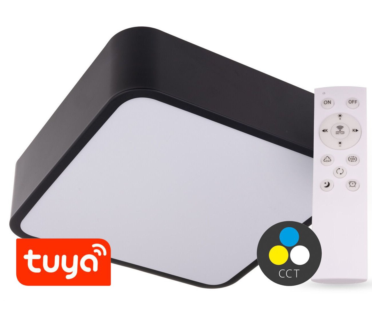 T-LED SMART TUYA Černé LED stropní svítidlo hranaté 300x300mm 24W CCT s DO 105466