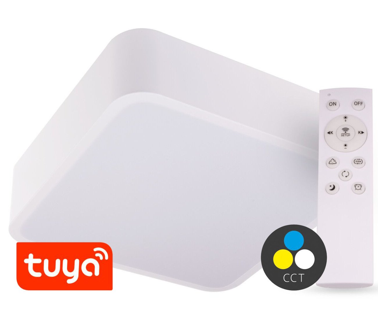 T-LED SMART TUYA Bílé LED stropní svítidlo hranaté 300x300mm 24W CCT s DO 105467