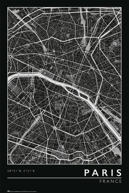 GRUPO ERIK Plakát, Obraz - Paris - City Map, (61 x 91.5 cm)