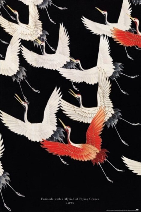 GRUPO ERIK Plakát, Obraz - Furisode with a Myriad of Flying Cranes, (61 x 91.5 cm)