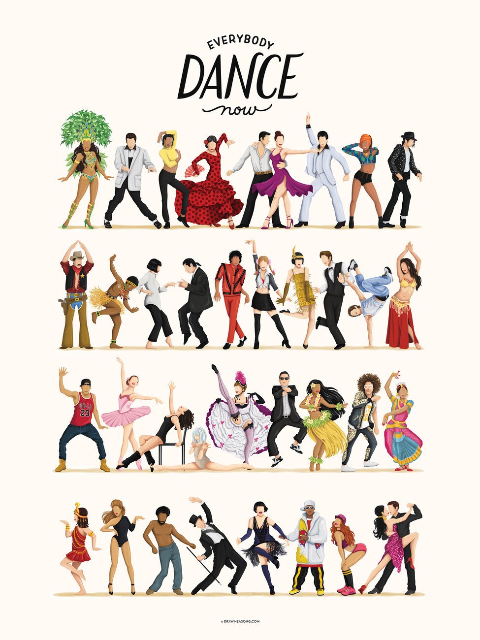 Nour Tohme Ilustrace Everybody Dance Now, Nour Tohme, (30 x 40 cm)