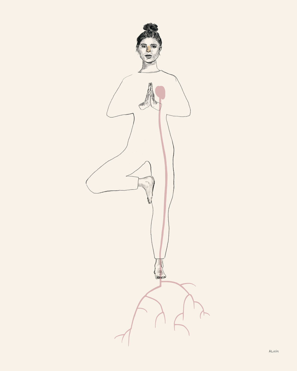 Amanda Leon Ilustrace Yoga roots, Amanda Leon, (30 x 40 cm)