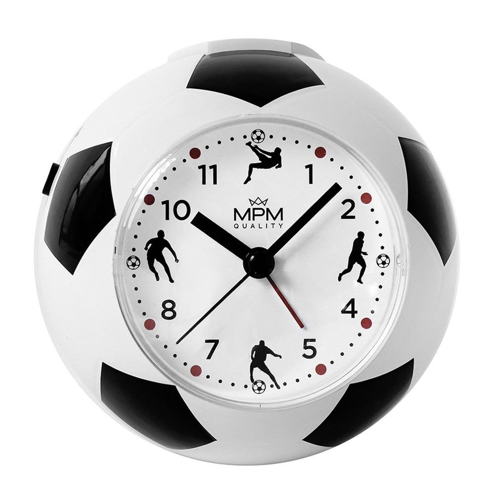 Budík ve tvaru fotbalového míče, s možností přepínání melodií zvonění C01.4371 MPM dětský budík Kickoff Timekeeper
