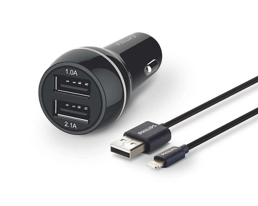 Philips duální USB nabíječka do auta DLP2357V/10