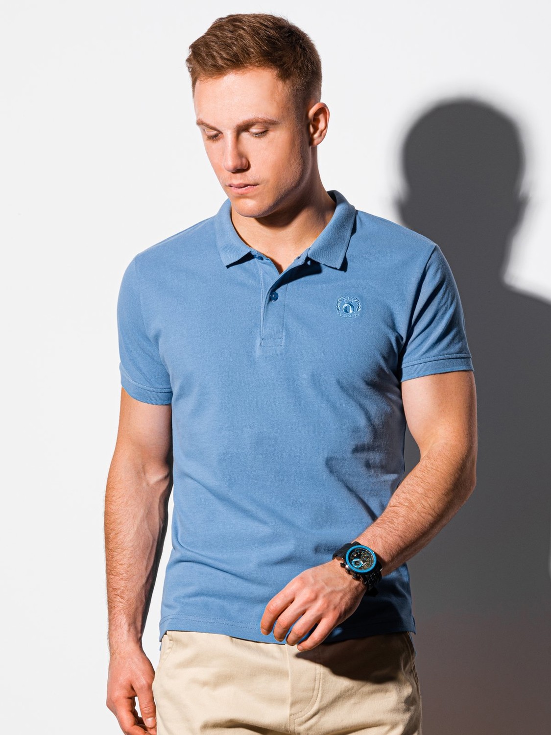 Ombre Clothing Pánské basic polo tričko Douglas modrá S1374