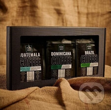 Darčekový set zrnkových odrodových káv 3x 200g Guatemala, Dominicana, Brazil - Pure Way