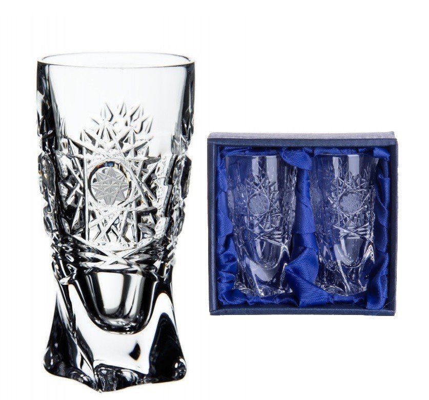 Onte Crystal Bohemia Crystal ručně broušené sklenice na destiláty Quadro 500pk 50 ml 2KS
