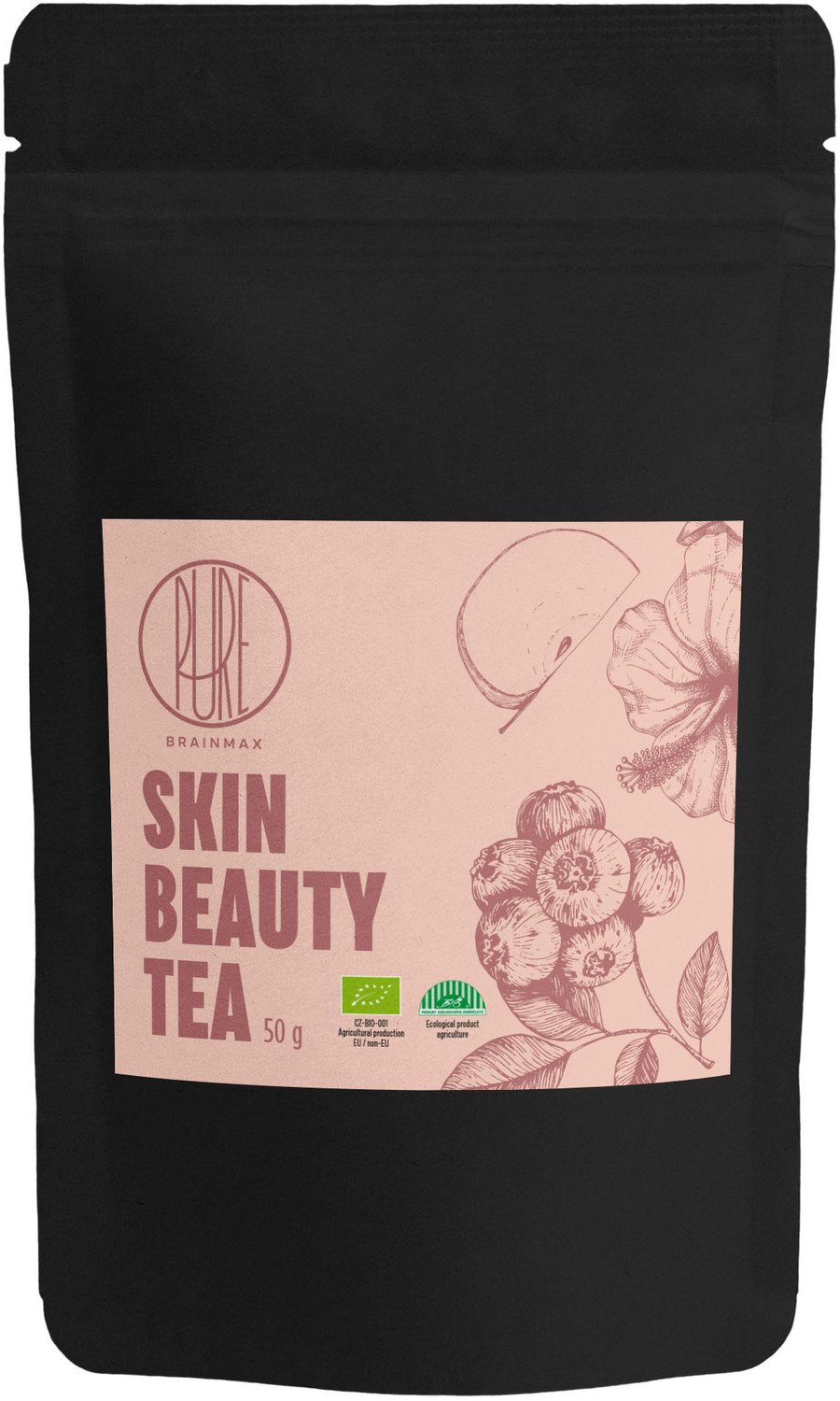 BrainMax Pure Skin Beauty Tea, čaj pro hezkou pleť, 50 g, BIO Objem: 50 g