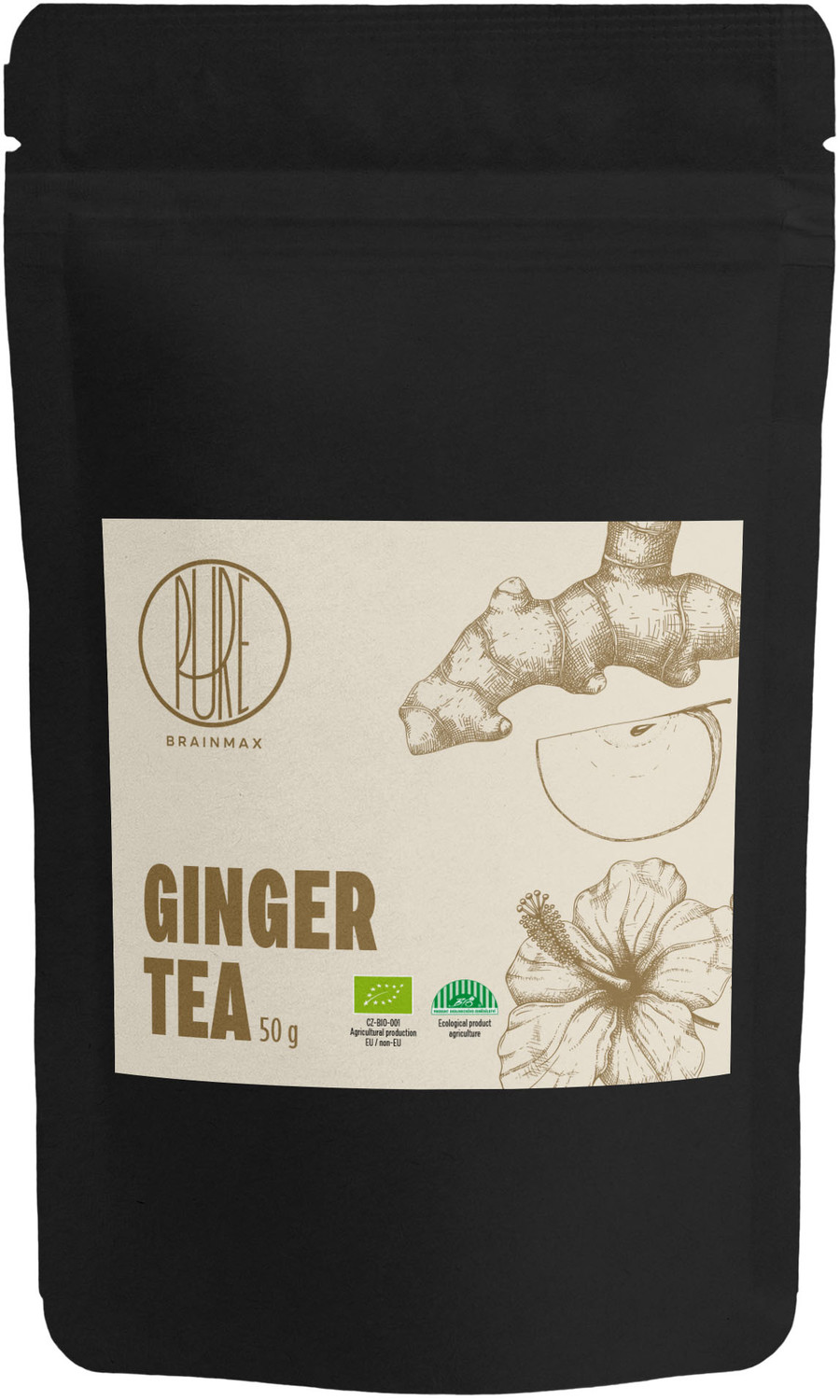 BrainMax Pure Ginger Tea, zázvorový čaj, BIO, 50 g Objem: 50 g