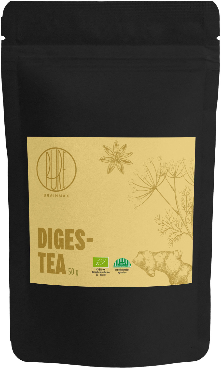 BrainMax Pure DIGES-TEA, čaj pro dobré trávení, 50 g, BIO Objem: 50 g