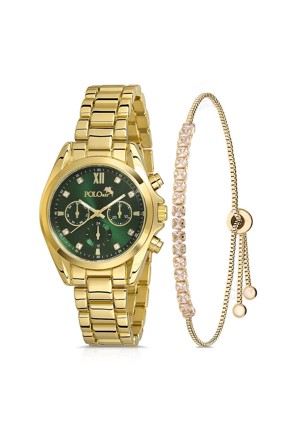 Polo Air Women's Wristwatch Luxury Zircon Stone Bracelet Combination Gold Color