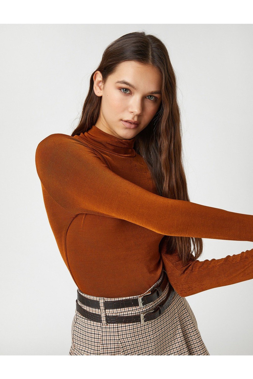 Koton Long Sleeve T-Shirt Crop Half Turtleneck Basic